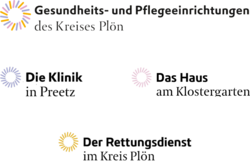 Logo Gesundheits- und Pflegeeinrichtungen  des Kreises Plön (Klinik Preetz, Alten- und Pflegeheim  „Haus am Klostergarten“, Rettungsdienst im Kreis Plön)