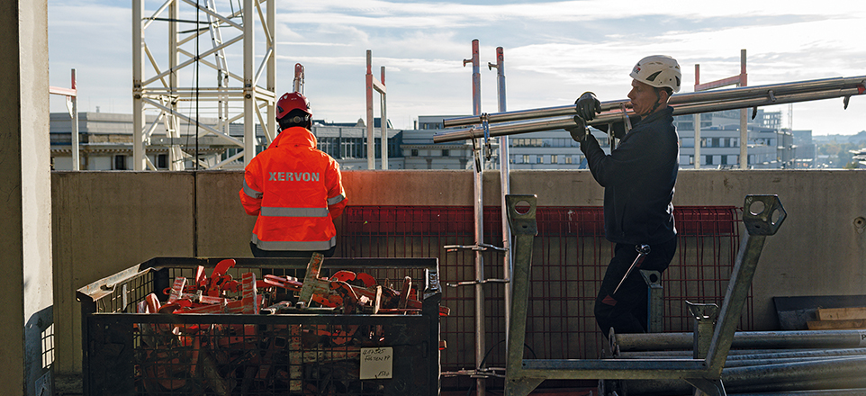 Bauarbeiter auf Baustelle