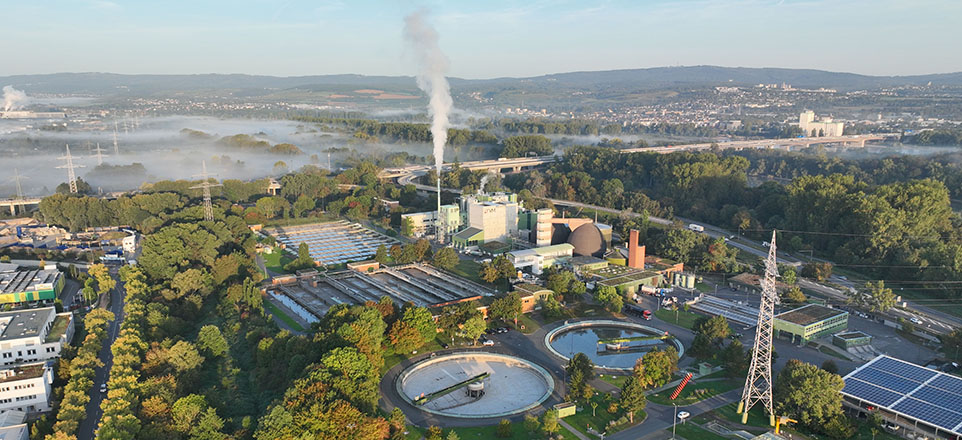 Firmengelände Wirtschaftsbetrieb Mainz aus der Luft aufgenommen